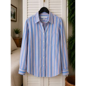 41 Hawthorn Lindy Blue Striped Button Front Shirt Women's Small NWT